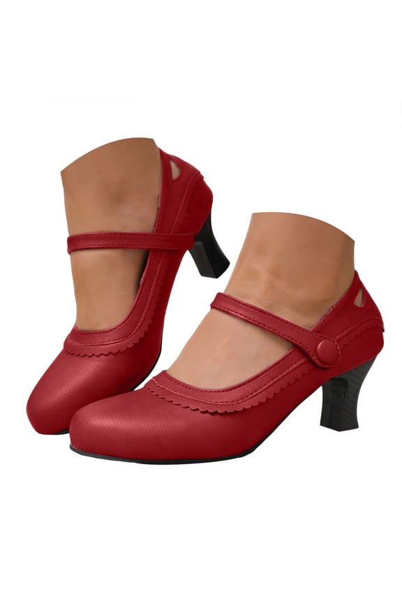 Women's Pumps Close Toe Platform Mary Jane Kitten Heels Wedding Office Dancing Dress Shoes