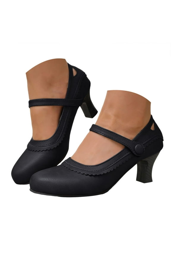 Women's Pumps Close Toe Platform Mary Jane Kitten Heels Wedding Office Dancing Dress Shoes