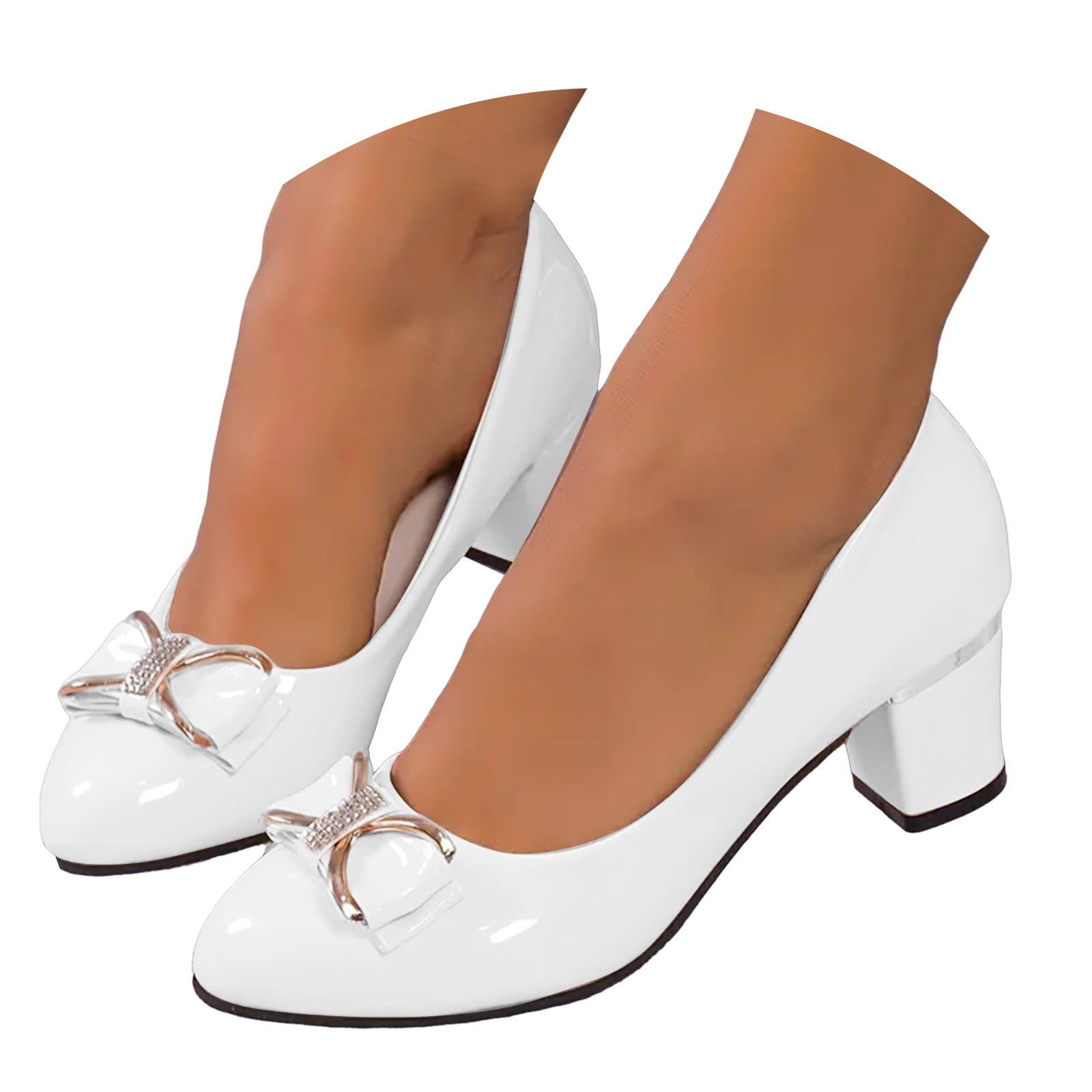 Dakaela Women's Pumps Low Block Closed Toe Dress Shoes Comfortable Casual Heels Loafers