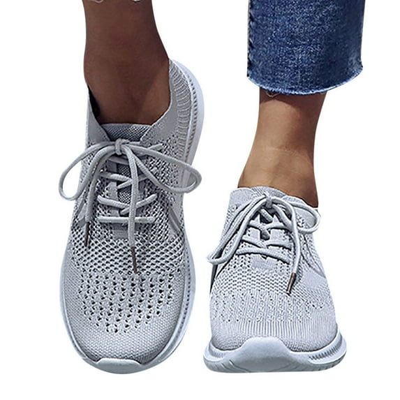 Dakaela Women's Running Shoes Memory Foam Slip on Walking Tennis Sneakers Ladies Jogging Shoe Grey 7.5