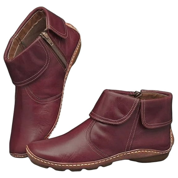 Dakaela Women's Short Ankle Boots 2025 Arch Support Slip on Booties Fall Winter Flat Walking Work Shoes