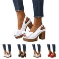 thumbnail image 1 of Dakaela Women's Slingback Chunky Heels Sandals Open Toe Leather Bow Platform Wedge Dress Walking Pumps Shoes for Prom Wedding Party Beige 6, 1 of 8