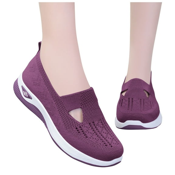 Dakaela Women's Slip on Loafer Shoes Ballet Nurse Walking Dress Flats Work Casual Sneakers Purple 6