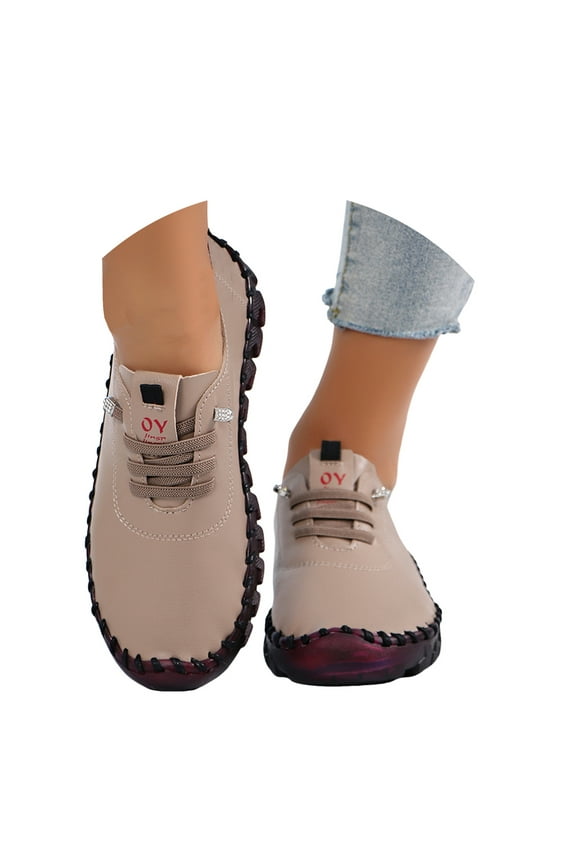 Women's Slip on Loafers Leather Soft Bottom Flats Moccasins Orthopedic Casual Boat Walking Shoes