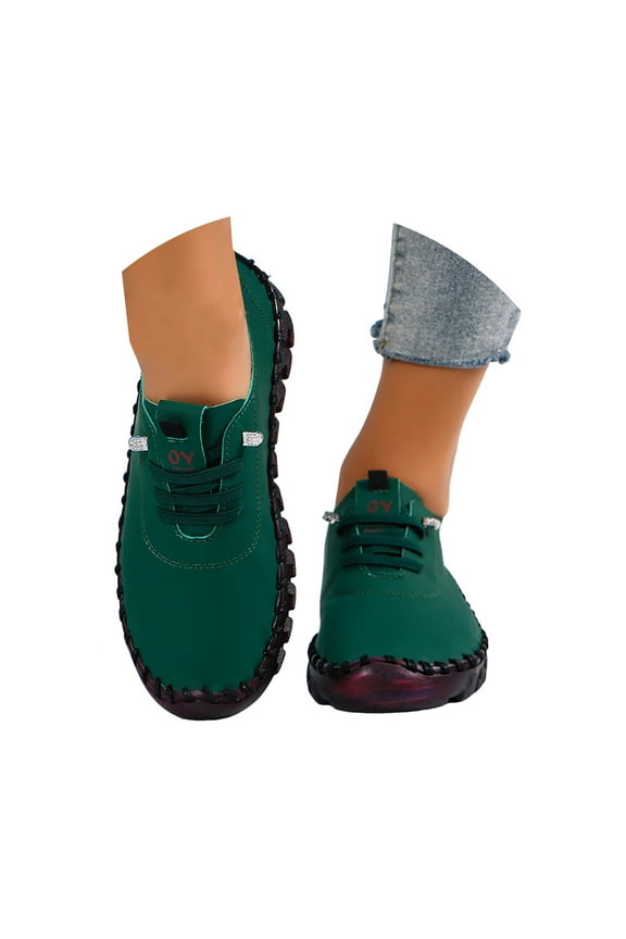 Women's Slip on Loafers Leather Soft Bottom Flats Moccasins Orthopedic Casual Boat Walking Shoes