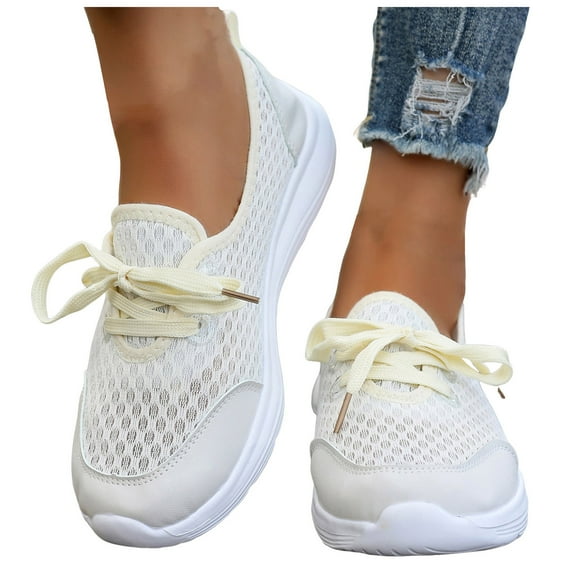Dakaela Women's Slip on Orthopedic Shoes Arch Support Low Top Running Sneakers 2025 Soft Sole Mesh Casual Loafers White 6