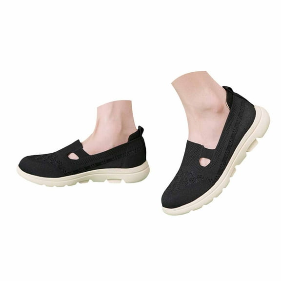 Dakaela Women's Slip on Shoes Casual Running Tennis Sneakers Arch Support Knit Walking Flat Loafers
