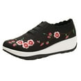 thumbnail image 1 of Dakaela Women's Slip on Shoes Embroidery Low Wedge Casual Flats Lightweight Walking Sneakers Black 6, 1 of 5