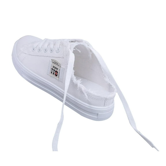 Dakaela Women's Slip on Sneakers Canvas Mules Shoes Comfortable Backless Casual Flats for Women White 7