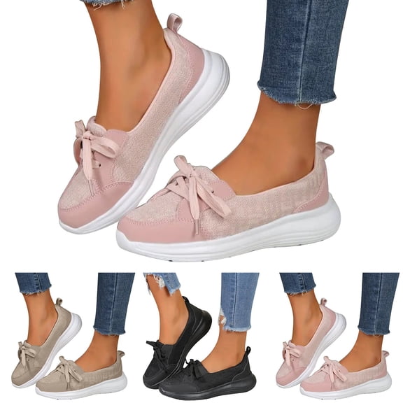 Dakaela Women's Slip on Sneakers Mesh Breathable Casual Walking Shoes Arch Support Memory Foam Wide Width Running Shoes Beige 6.5