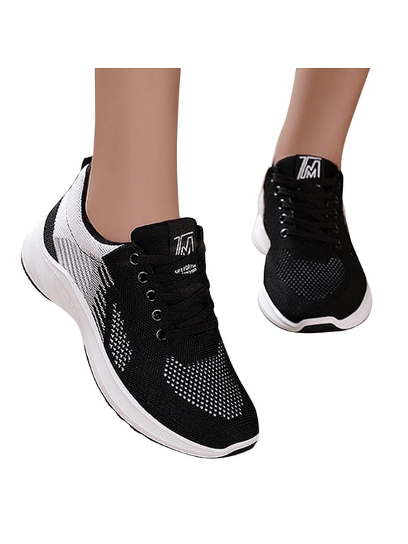 Women's Slip on Walking Shoes Comfort Athletic Workout Cross Training Fashion Sneakers Black 8
