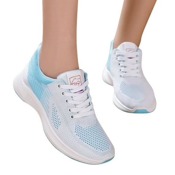 Dakaela Women's Slip on Walking Shoes Comfort Athletic Workout Cross Training Fashion Sneakers Blue 7.5