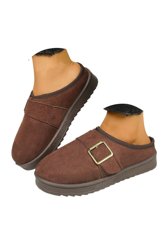 Women's Slippers Platform Winter Snow Mini Boots Suede Fuzzy House Shoes Cute Fluffy Clogs