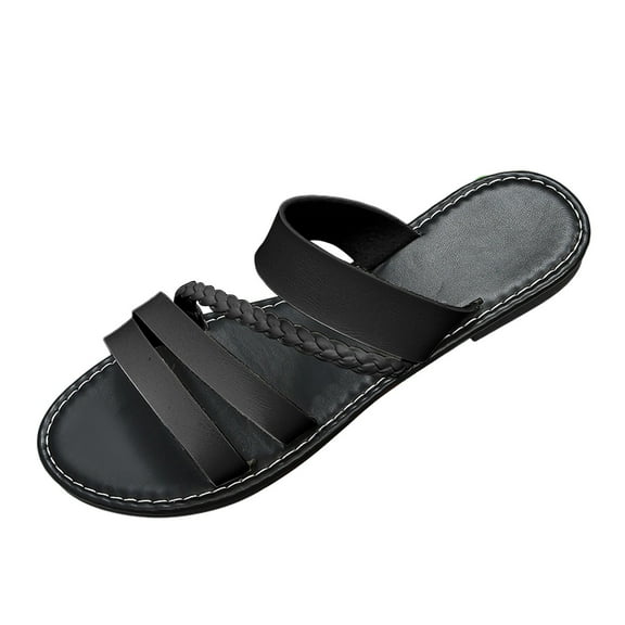 Dakaela Women's Strappy Flat Sandals Braided Summer Flip Flops Open Toe Casual Summer Slides Shoes