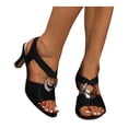 thumbnail image 1 of Dakaela Women's Strappy High Heels Open Toe Summer Heeled Sandals Comfortable Slingback Dressy Pumps Shoes with Adjustable Ankle Strap Black 9, 1 of 8