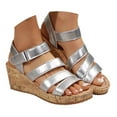 thumbnail image 1 of Dakaela Women's Strappy Wedge Sandals Casual Summer Cork Dressy Platform Shoes Work Walking Sandal, 1 of 8