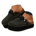 thumbnail image 1 of Dakaela Women's Suede Clogs Cork Footbed Sandals Comfort Platform Mules Rhinestone Slip on Slippers, 1 of 7
