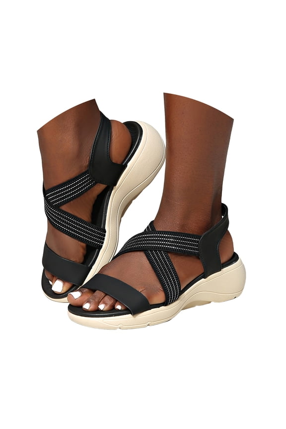 Women's Summer Walking Sandals Air Cushion Support Platform Sport Shoes Ankle Strap Wedge Sandal