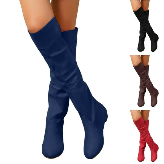 Dakaela Women's Thigh High Boots Slouchy Over The Knee Flat Long Boot Suede Winter Outdoor Dress Shoes