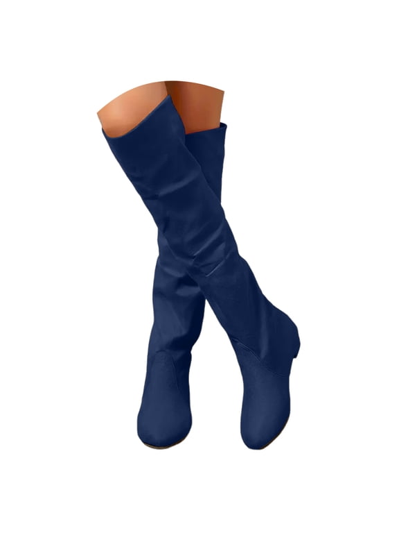 Women's Thigh High Boots Slouchy Over The Knee Flat Long Boot Suede Winter Outdoor Dress Shoes