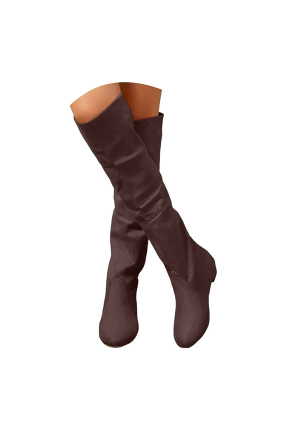 Women's Thigh High Boots Slouchy Over The Knee Flat Long Boot Suede Winter Outdoor Dress Shoes