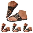 thumbnail image 1 of Dakaela Women’s Toe Ring Flat Slide Sandals Leather Slip on Thong Flip Flops Casual Summer Beach Dressy Walking Slippers Shoes Size 9, 1 of 8