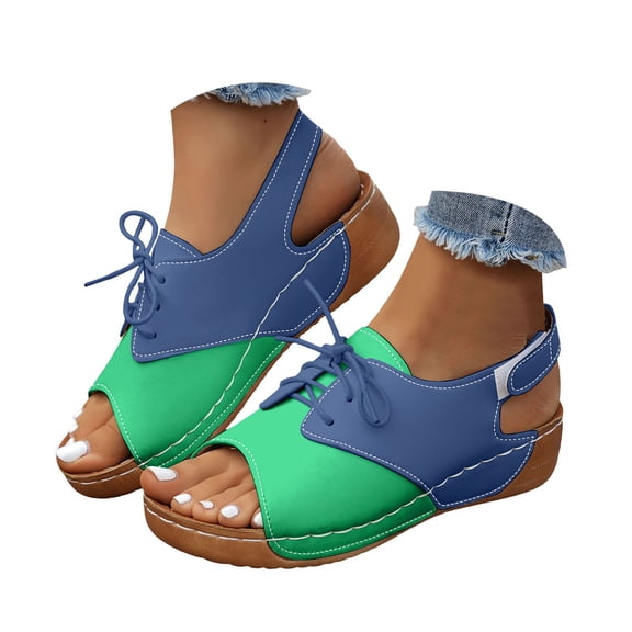 Dakaela Women's Walking Sandals Comfortable Air Cushion Arch Support Orthotic Slingback Platform Shoes