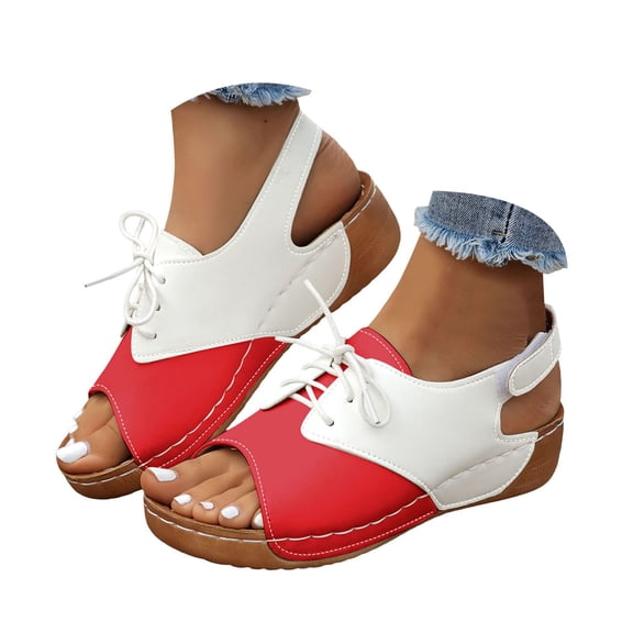 Dakaela Women's Walking Sandals Comfortable Air Cushion Arch Support Orthotic Slingback Platform Shoes