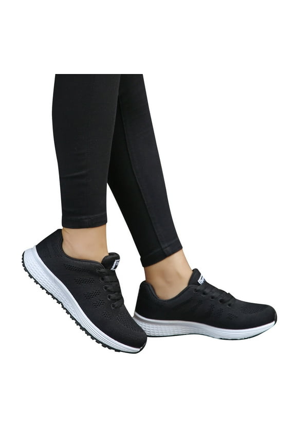 Women's Walking Shoes Breathable Non Slip Running Shoes Mesh Athletic Fashion Sneakers Black 5.5