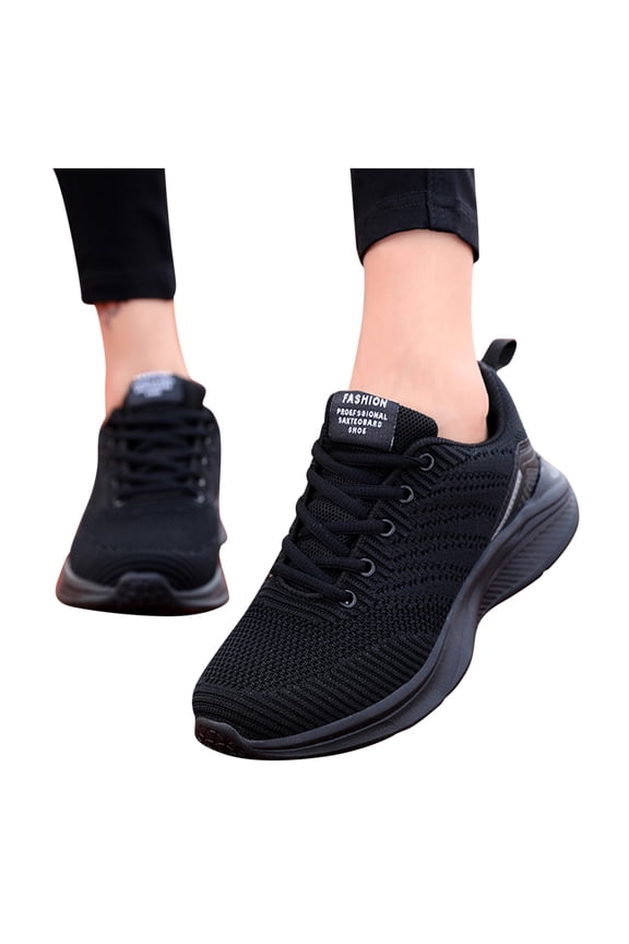 Women's Walking Shoes Lightweight Tennis Fashion Sneakers Mesh Sports Running Shoes Black 7