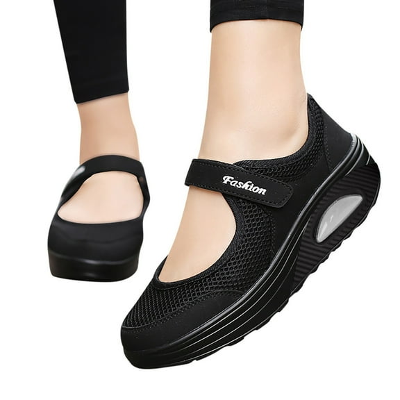 Dakaela Women's Walking Shoes Mesh Slip on Running Shoes Arch Support Tennis Sneaker Loafers Black 5