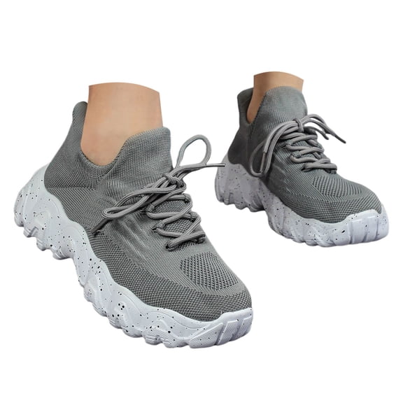 Dakaela Women's Walking Shoes Slip on Tennis Running Sneakers 2025 Fashion Casual Womens Shoes Grey 8