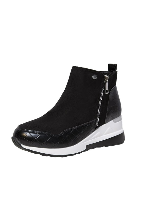 Women's Wedge Ankle Boots Slip on High Top Platform Sneakers Casual Fall Winter Walking Shoes