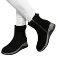 thumbnail image 1 of Dakaela Women's Wedge Ankle Boots Suede Side Zipper Casual High Top Sneakers Arch Support Slip on Work Booties, 1 of 7