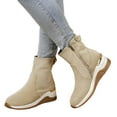 thumbnail image 1 of Dakaela Women's Wedge Ankle Boots Suede Side Zipper Casual High Top Sneakers Arch Support Slip on Work Booties, 1 of 8