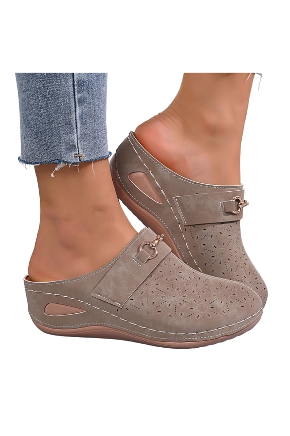 Women's Wedge Clogs Hollow out Slip on Mules Shoes with Arch Support Backless Indoor Outdoor Slippers Summer Beach Walking Sandals Size 6-10