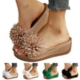 thumbnail image 1 of Dakaela Women's Wedge Sandals Arch Support Orthopedic Platform Slip on Slides Floral Summer Beach Walking Casual Slippers Size 6-10 Black, 1 of 7