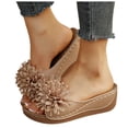 thumbnail image 1 of Dakaela Women's Wedge Sandals Arch Support Orthopedic Platform Slip on Slides Floral Summer Beach Walking Casual Slippers Size 6-10 Brown, 1 of 7
