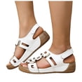 thumbnail image 1 of Dakaela Women's Wedge Sandals Arch Support Slip on Orthopedic Platform Sandal Comfortable Strappy Walking Beach Summer Shoes White 6.5, 1 of 7