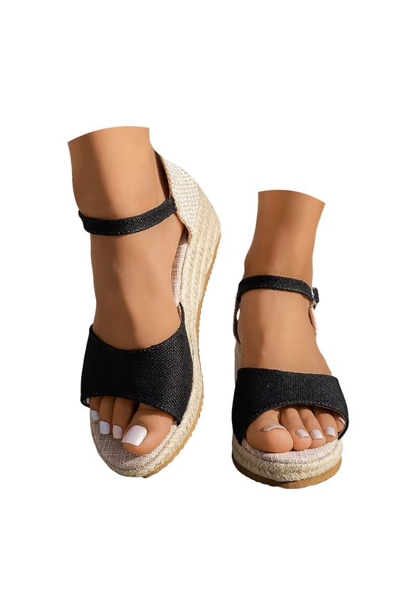 Women's Wedge Sandals Open Toe Ankle Strap Casual Espadrilles Flatform Dressy Summer Shoes