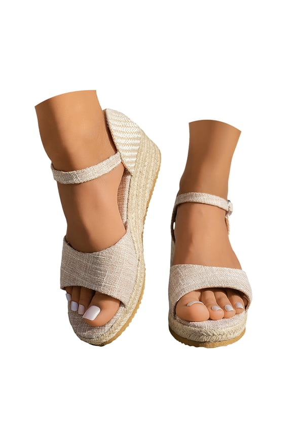 Women's Wedge Sandals Open Toe Ankle Strap Casual Espadrilles Flatform Dressy Summer Shoes