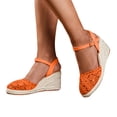 thumbnail image 1 of Dakaela Women's Wedge Sandals Platform Closed Toe Espadrilles Ankle Buckle Strap Comfortable Slip on Walking Shoes for Casual Work Business Size 6-10, 1 of 7
