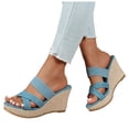 thumbnail image 1 of Dakaela Women's Wedge Sandals Platform Espadrille Heels Open Toe Strappy Slip on Dressy Casual Summer Slide Shoes with Criss Cross Strap Black Size 6.5, 1 of 7