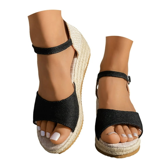 Dakaela Women's Wedge Sandals Open Toe Ankle Strap Casual Espadrilles Flatform Dressy Summer Shoes