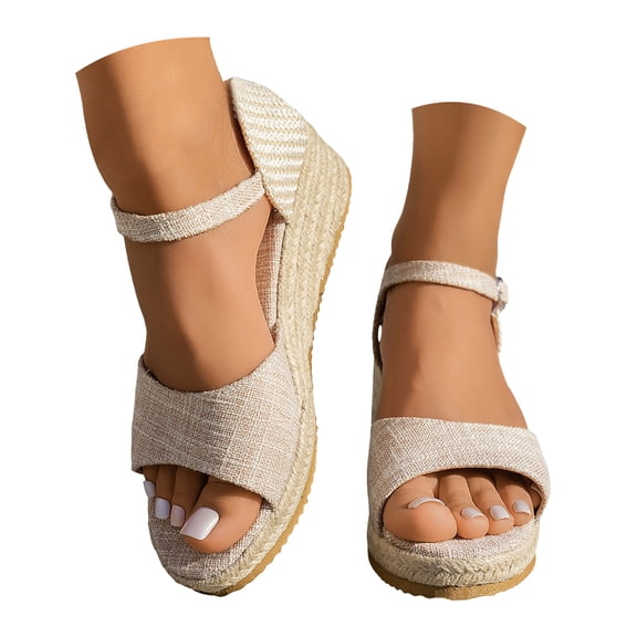 Dakaela Women's Wedge Sandals Platform Espadrilles Dressy Elasitc Ankle Strap High Heel Summer Shoes