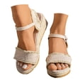 thumbnail image 1 of Dakaela Women's Wedge Sandals Open Toe Ankle Strap Casual Espadrilles Flatform Dressy Summer Shoes, 1 of 8