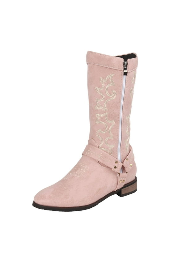 Women's Western Cowgirl Boots Wide Mid Calf Cowboy Booties Ladies Embroidery Country Shoes