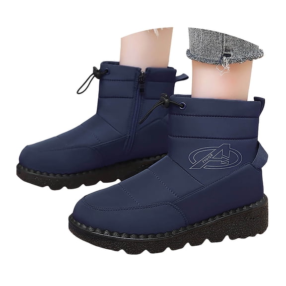 Dakaela Women's Winter Mid Calf Snow Boots Waterproof Fleece Lined Warm Short Booties Slip On Outdoor Shoes