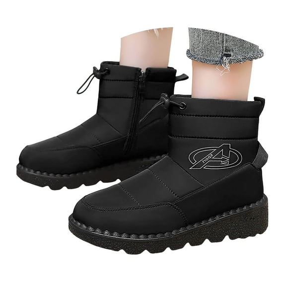 Dakaela Women's Winter Mid Calf Snow Boots Waterproof Fleece Lined Warm Short Booties Slip On Outdoor Shoes