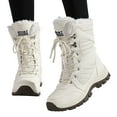 thumbnail image 1 of Dakaela Women's Winter Snow Boots Waterproof Lace up Mid Calf Booties Arch Support Walking Hiking Slip on Boots White 6, 1 of 6